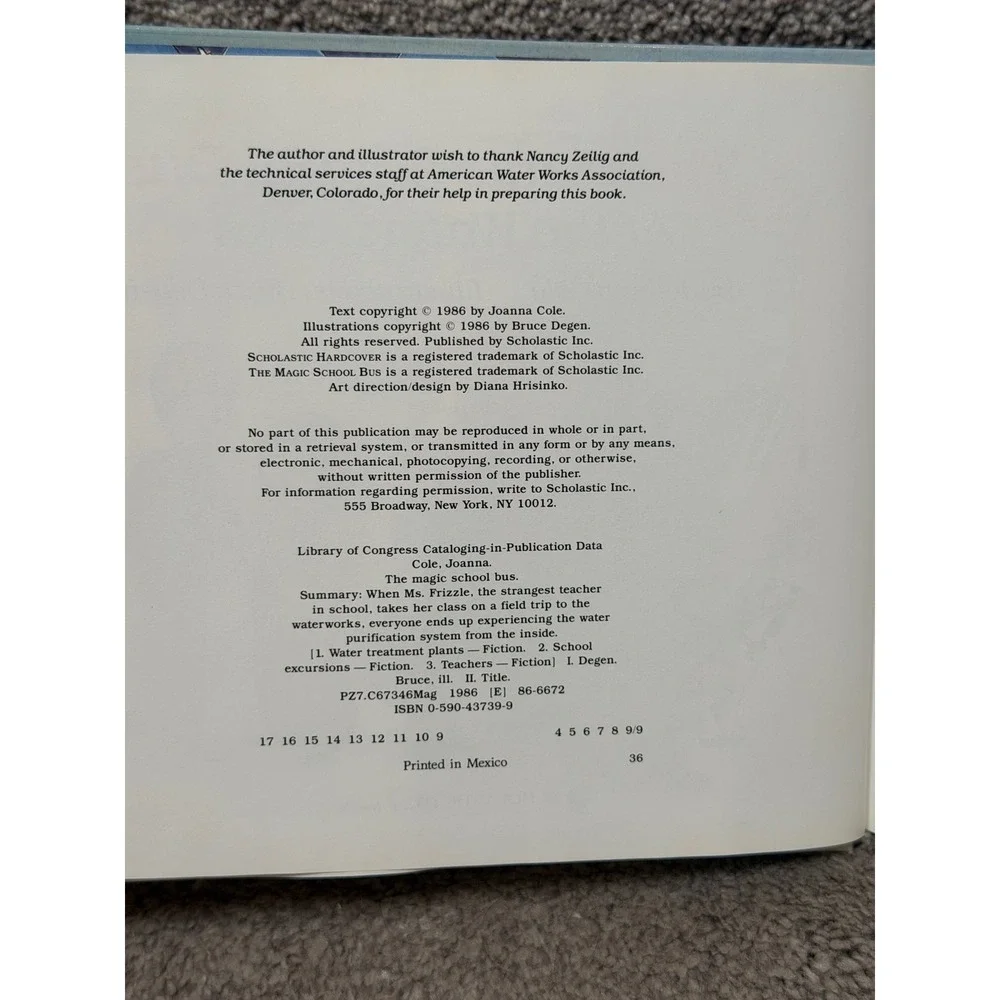 Vintage 1986‎ The Magic School Bus At The Waterworks Hardcover Joanna Cole Book
